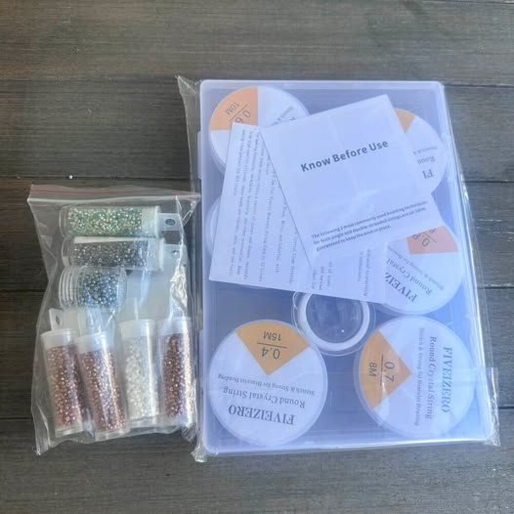 Jewelry Making Kit with Glass Seed Beads and Crystal String